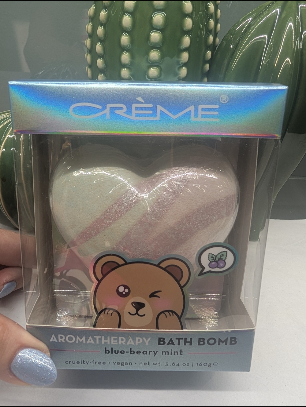 The Creme Shop Blue-Beary Mint Heart Aromatherapy Bath Bomb